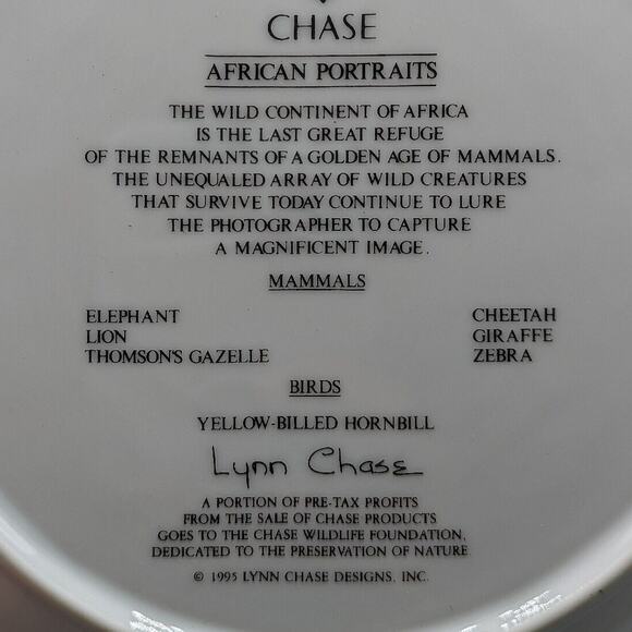 Lynn Chase Plate African Portraits Gazelle Luncheon Dinner 9 Inch Safari 1990s - Picture 4 of 10